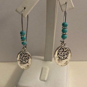 Oval Beaded Dangle Earrings